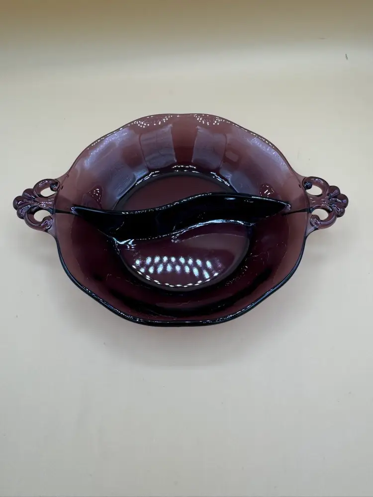 Fostoria Lafayette Amethyst Glass Relish Dish 1930”s Antique & Rare