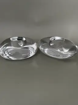 Orrefors Lightstone Lena Bergstrom Crystal River Rock Votive Candle Holders (2)