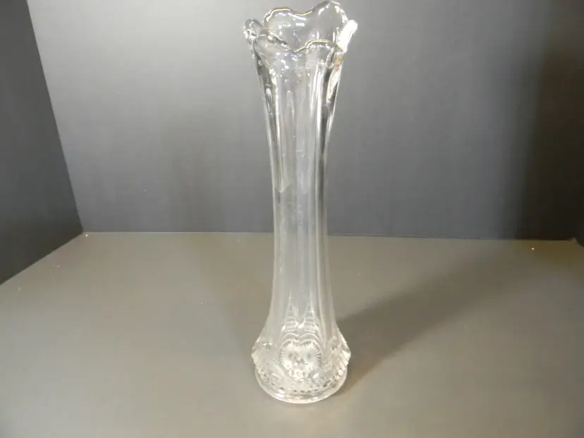 Vintage Diamond Pattern Clear Swung Glass Vase
