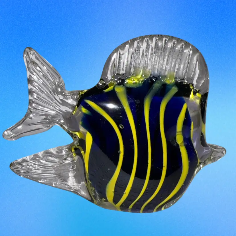 Art Glass Tropical Fishy Blue & Yellow Striped