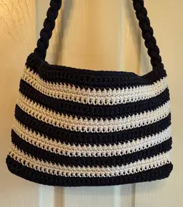 The Sak Handbag White Navy Blue Stripes
