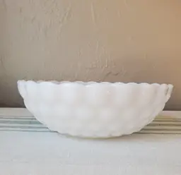 Anchor Hocking Fire King White Milk Glass Bubble Bowl Serving Dish Bowl