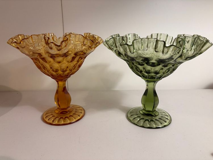 A Pair Of Vintage Fenton Art Glass Compotes