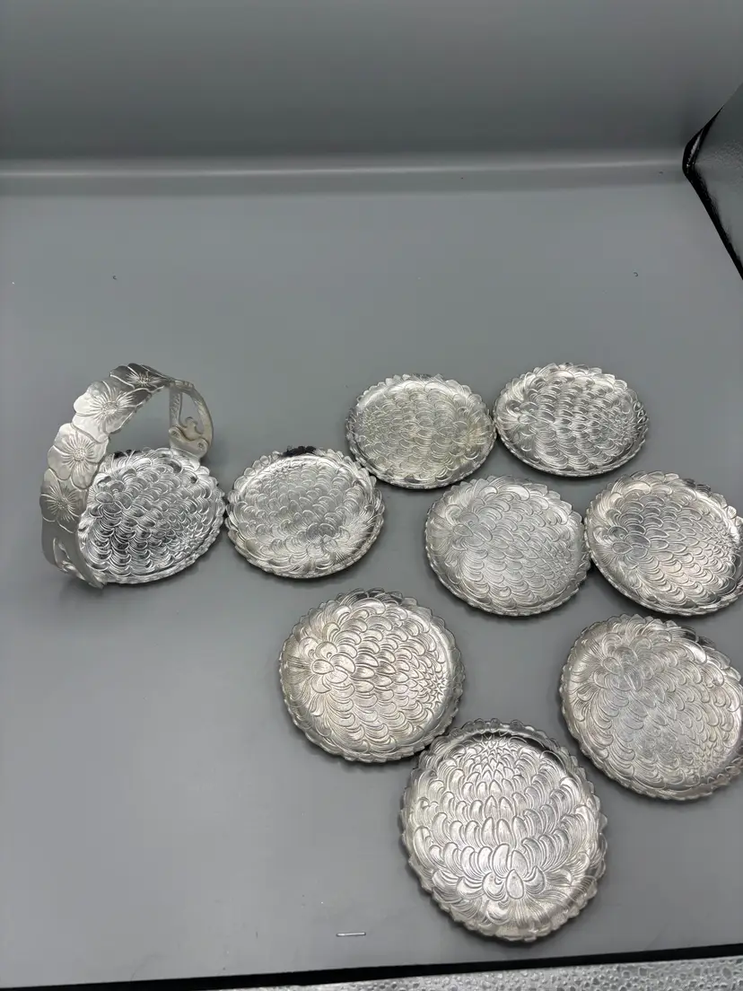 Vintage Brilliantone Alumnium coasters caddy