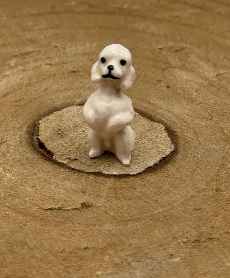 Vintage Hagen Renaker White Tiny Poodle Dog Miniature Figurine