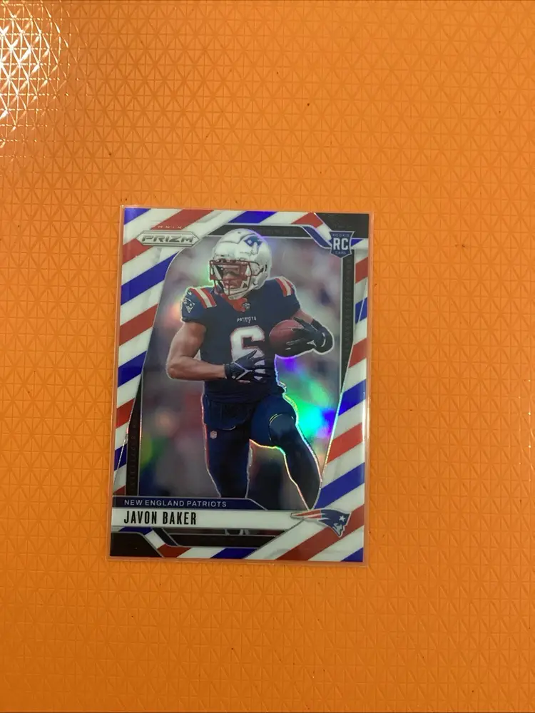 2024 Panini Prizm Javon Baker Rookie Red White & Blue Prizm RC #344 Patriots