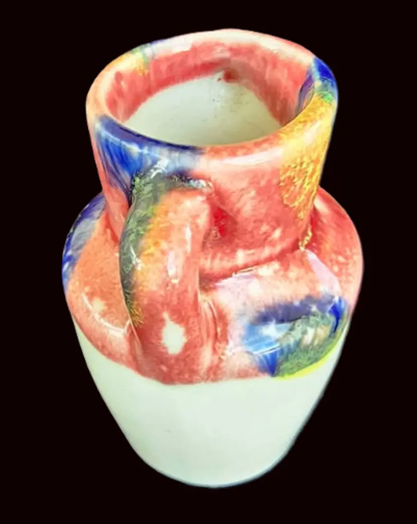 Miniature hand painted pottery vase or urn 2.25"