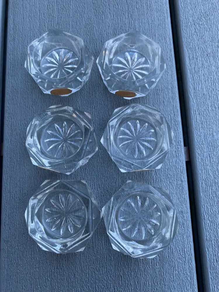 SET OF 6 NEW BOHEMIA CRYSTAL SALT CELLARS