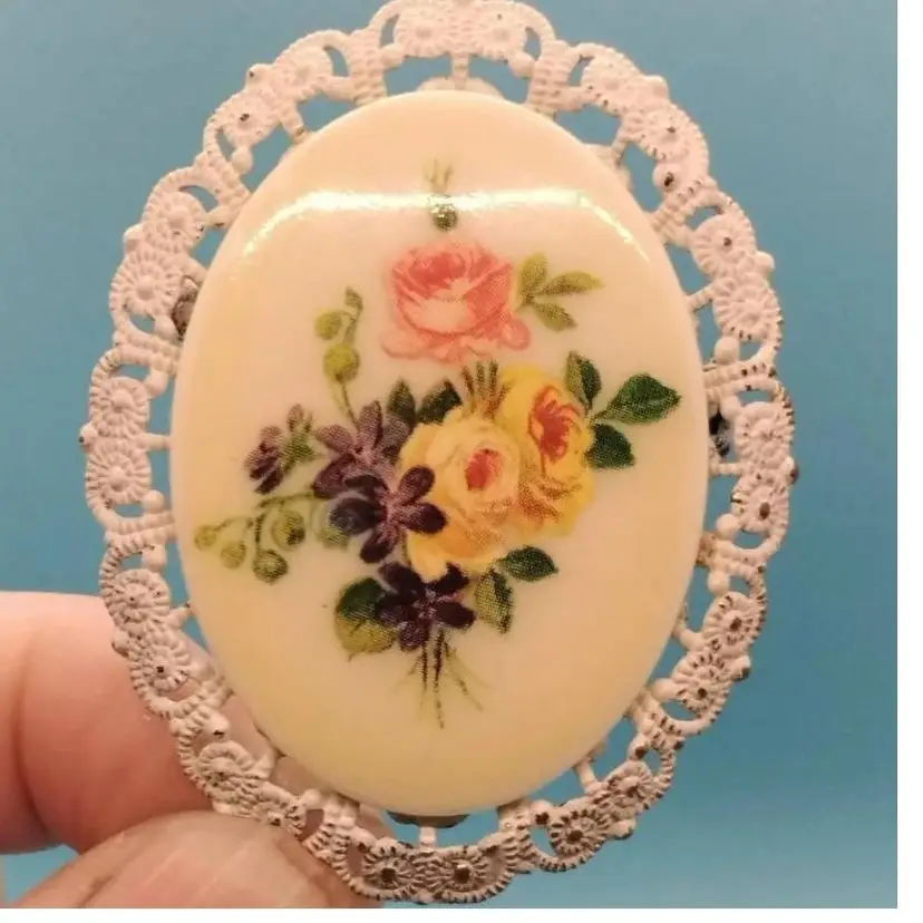 Vintage Enameled Floral Brooch, Made In WESTERN GERMANY