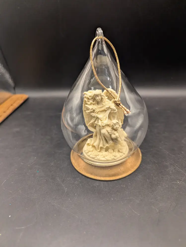 Vintage 1996 Christmas Ornament Avon Classic Angel Collection Hand Blown Glass Dome.