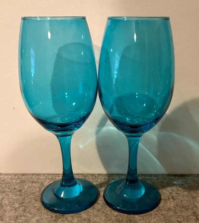 2  Dark Aqua 8" Wine Glasses  # 2903