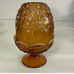 Fenton Opalescent Amber Lily Of The Valley Fairy Lamp