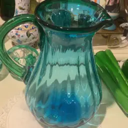 Art Glass Pitcher 10”