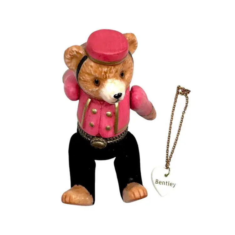Vintage Berry Best Bears Porcelain Hinged Box w/ Bently Charm