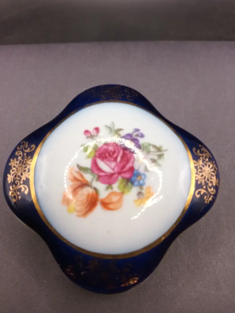 Antique 1940s German Porcelain Art Deco Style  Trinket Box