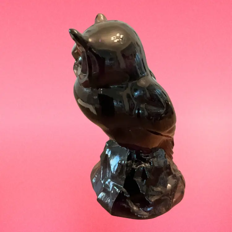 Vintage Royal Purple Glass Owl Pressed By Mosser Using The Fenton Mould 5.25” x 3”