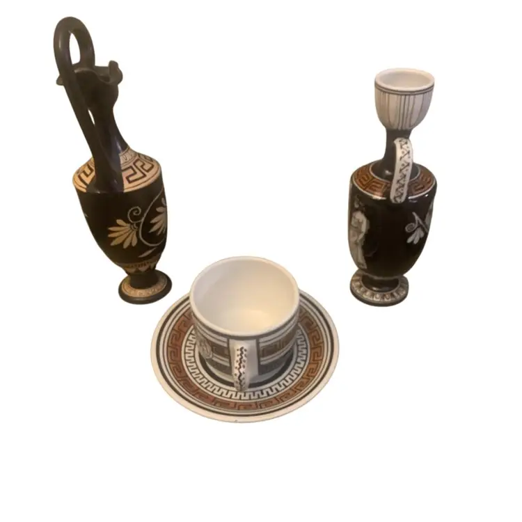 4 Piece Selection Of Pottery From Greece Measurements In Description