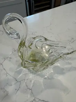 Hand Blown Glass Swan Dish