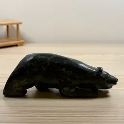 Vintage Inuit Carved Soapstone Polar Bear Figure - Signed Eskimo Art Canada