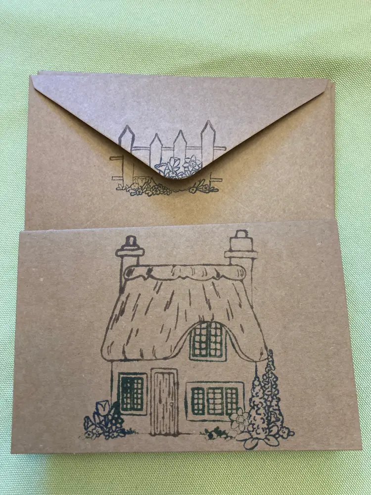 Irish Thatched Roof Cottage Note Cards - Blank Inside
