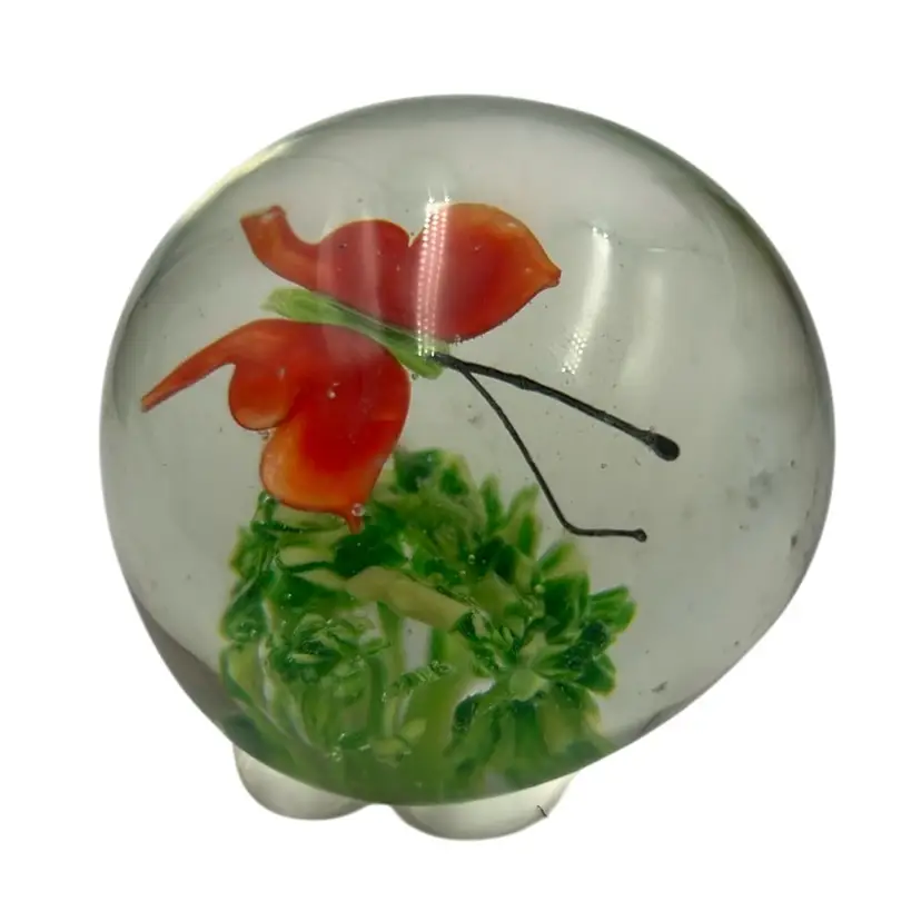 Orange Butterfly Paperweight 2.5”