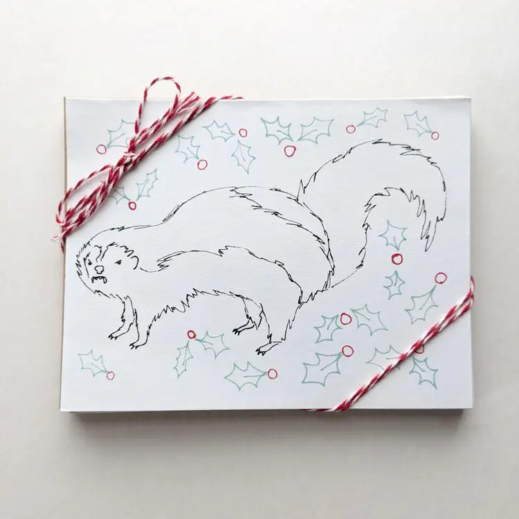 Made by Me! Grumpy Skunk Honey Badger Animal Holiday Cards
