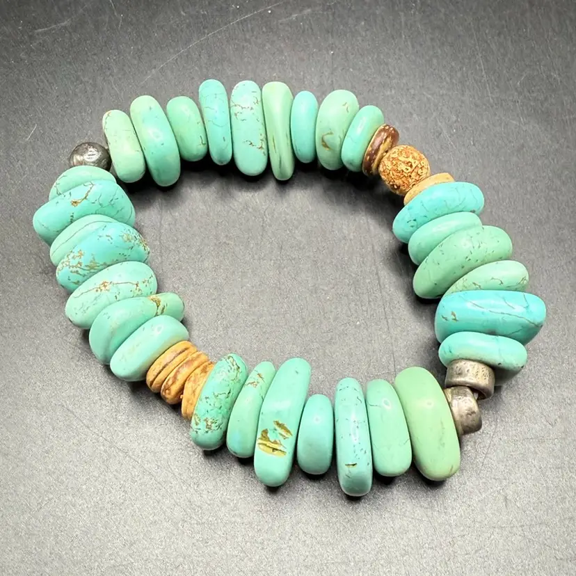 Silpada Sterling Silver Howlite and Coconut Shell Stretch Bracelet Retired
