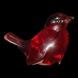 Fenton Glass Red Chubby Bird Figurine 4” UV Glow