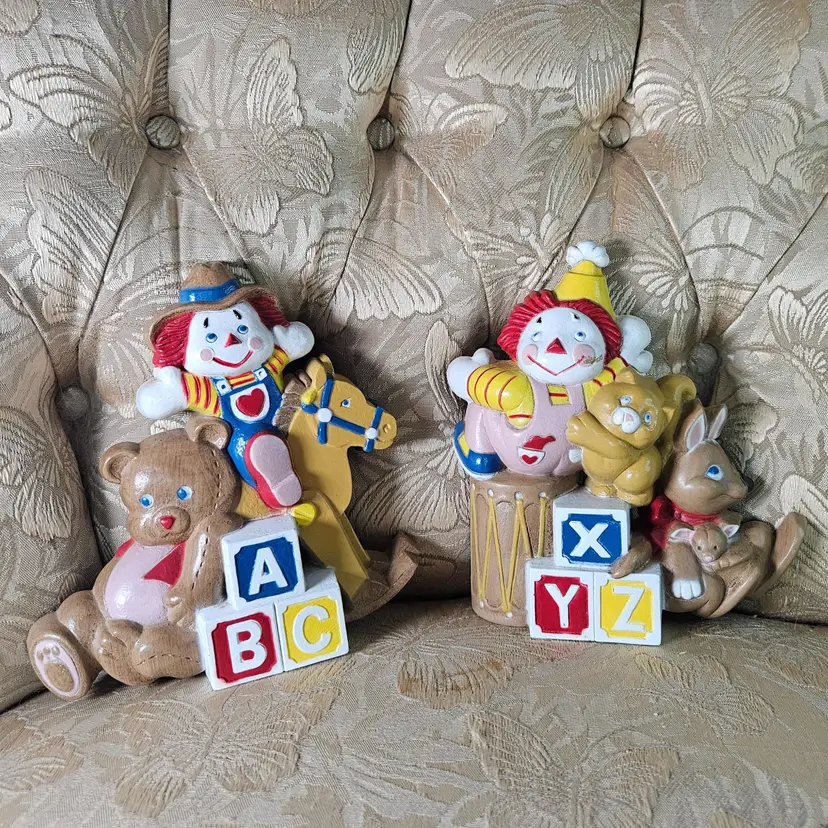 1980's Burwood Clown Nursery Vintage Wall Hangings Decor MCM