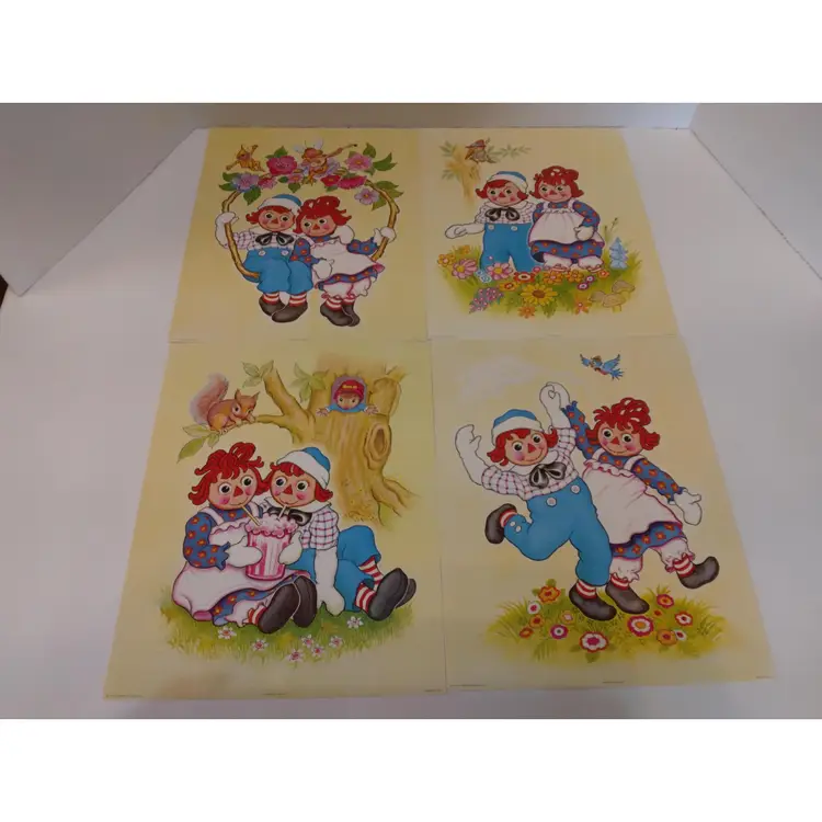 Vintage Lot of 1973 Bobbs Merrill Co. Raggedy Ann and Andy 8X10 Prints Set of 6