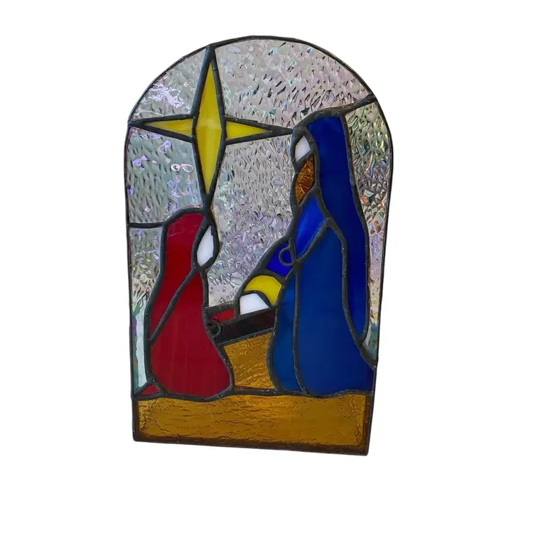 Vintage Galaxy LTD Stained Glass Nativity 1997 Christmas Light Lamp Model 37445