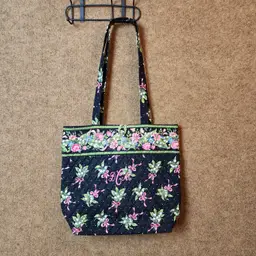 Vntge Vera Bradley New Hope Tote Bag Breast Cancer Awareness Black DMC Monogram