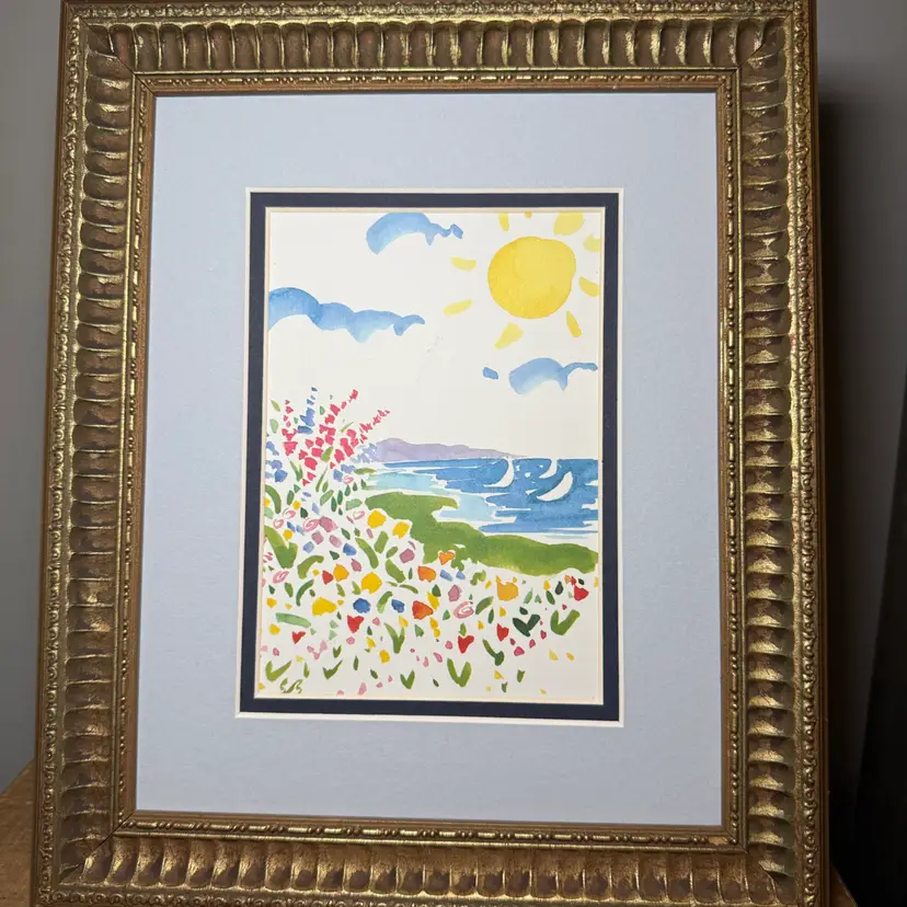 Watercolor Print with professional matte and frame