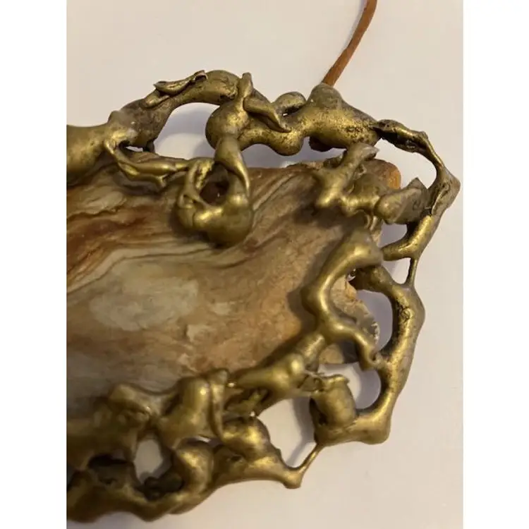 Vintage Brutalist Brass Pendant