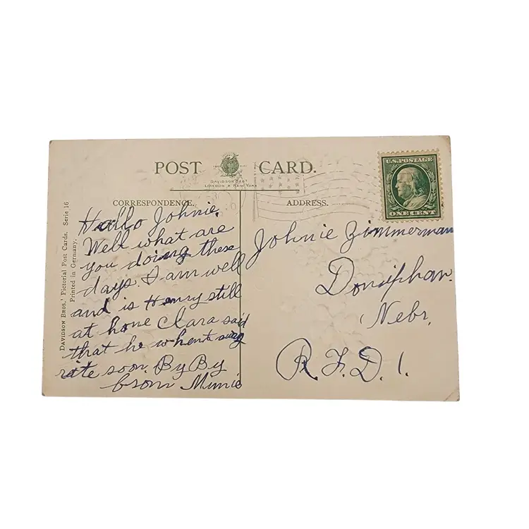 Antique German Valentines Day Postcard With Heart & Floral Design