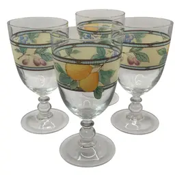 Mikasa Intaglio Garden Harvest 14 ounce Glass Goblet, Set Of Four