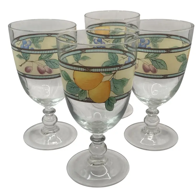 Mikasa Intaglio Garden Harvest 14 ounce Glass Goblet, Set Of Four