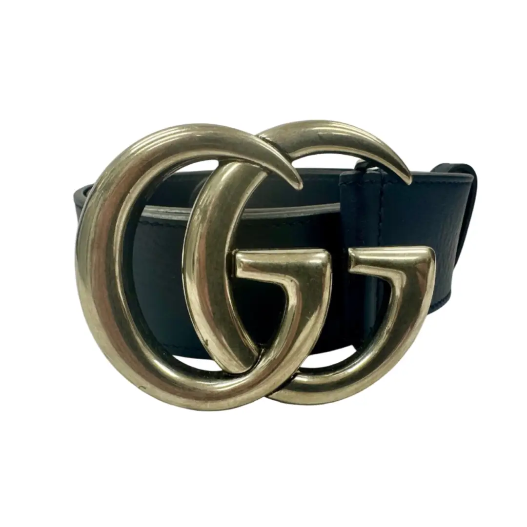 Gucci GG Marmont Navy Leather Belt Sz 80