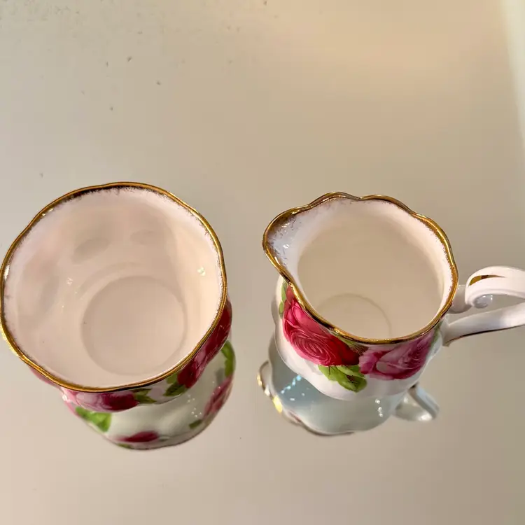 Royal Albert Bone China “Cabbage Rose” Creamer &  Open Sugar