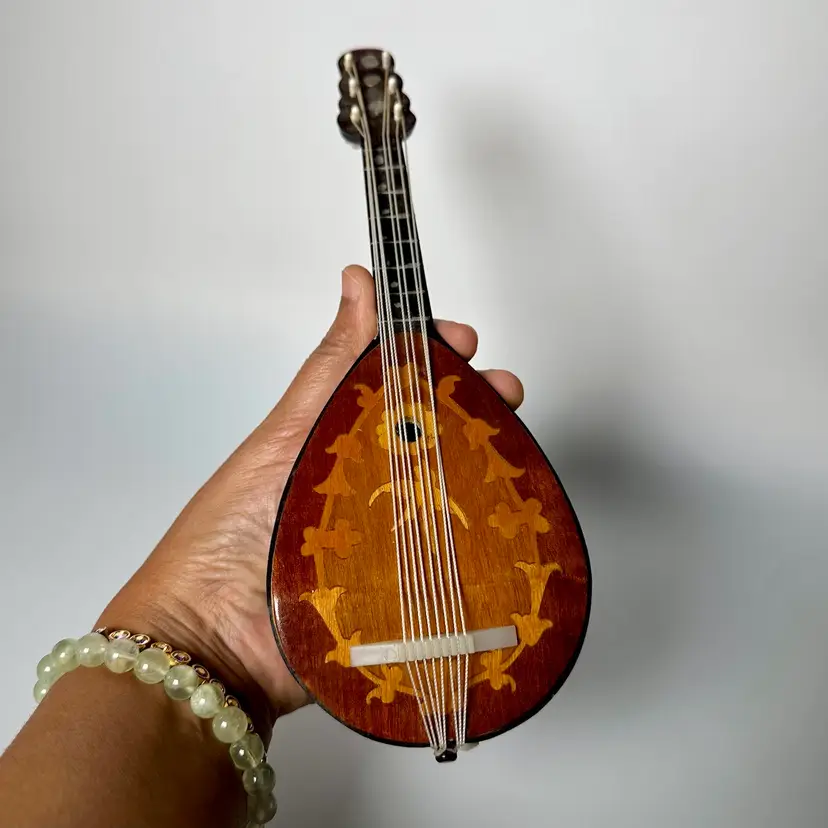 1950s Unique Made in ITALY Mandoline Shape 10" Music Box