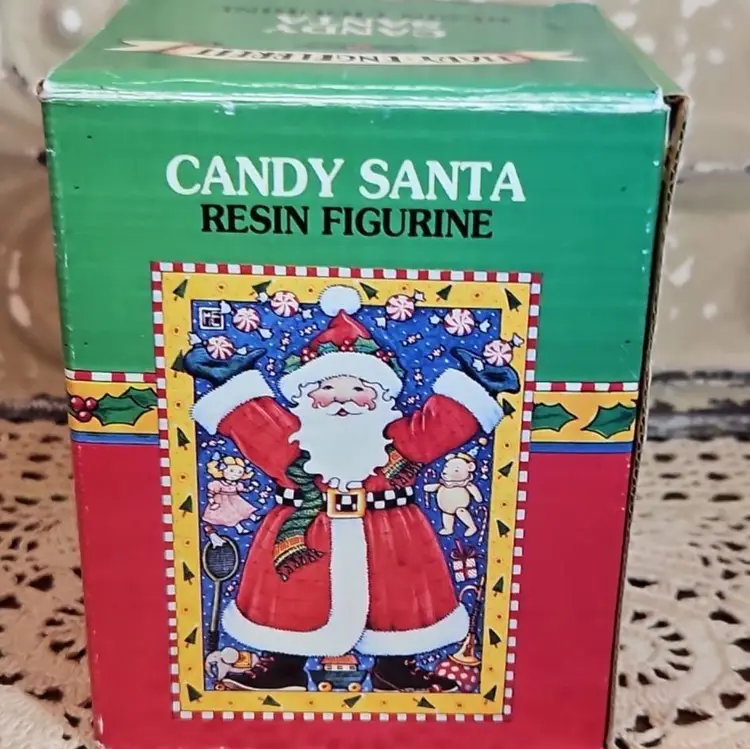 Mary Engelbreit Christmas "Candy Santa Ho Ho Ho" Figurine in Original Box