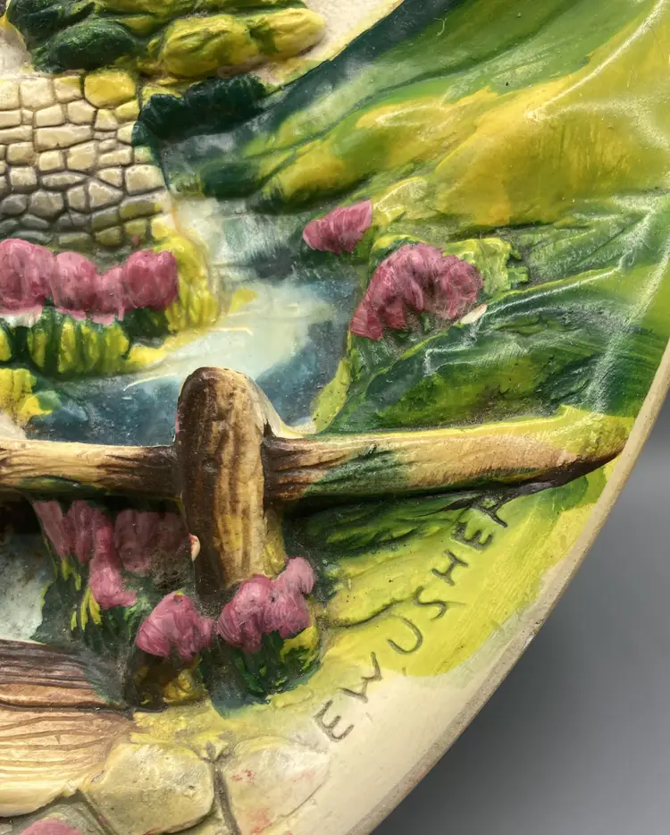 Chalkware Legendware EW Esher Cottage Scene Plate - Vintage