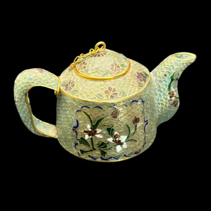 Vintage Mini Plique A Jour Cloisonné Teapot