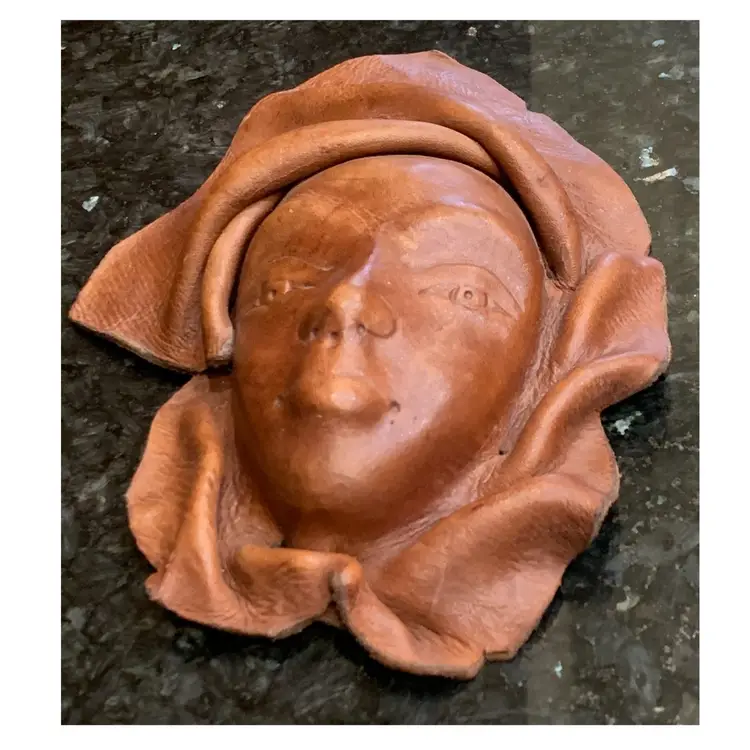 Hand Sculpted Leather Face Mask Wall Art