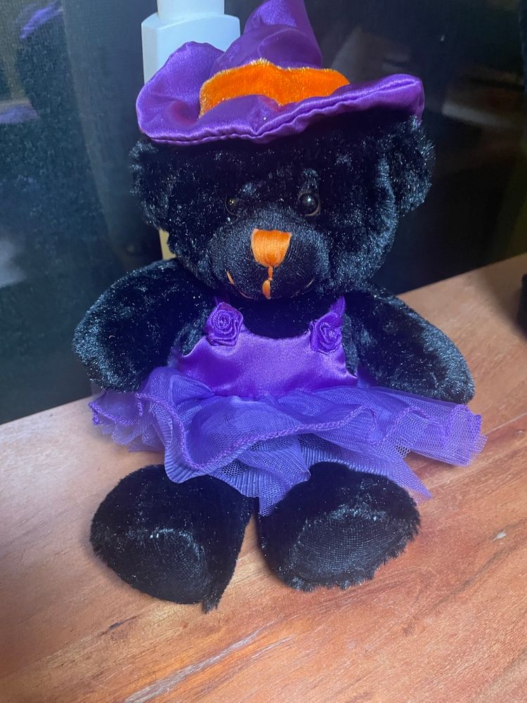 Dan Dee Small Purple Halloween Witch Teddy Bear Plush 12" Black Tutu 2009