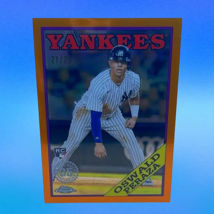 2023 Topps Chrome Oswald Peraza 88BC-16 Orange Refractor /25 RC New York Yankees