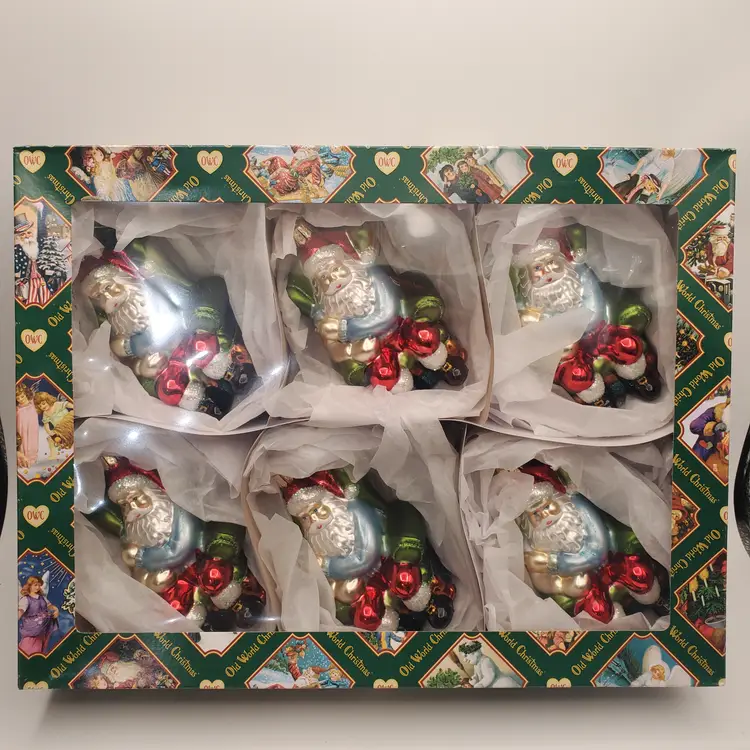 Santa Claus Glass Ornament 6pk
