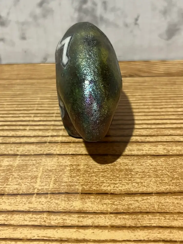 #3402 - Raku Pottery Bear Fetish Figurine Iridescent 3 x 2 x 1.5 inch Unmarked