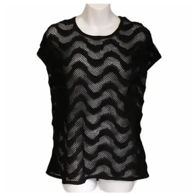 🔴 3 for $15 Coline Black Geo Mesh Overlay Tee - Size XL