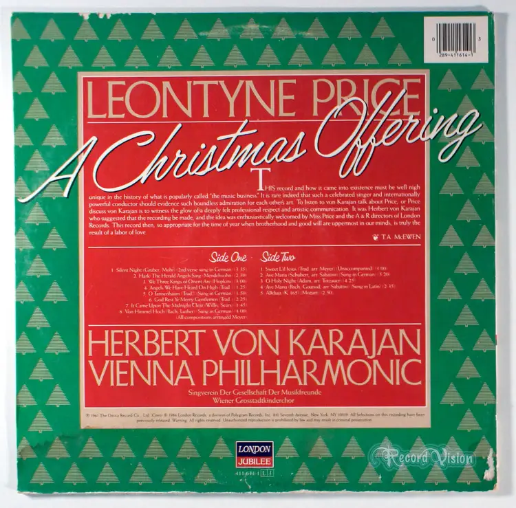 Leontyne Price - A Christmas Offering (1961) Vinyl LP • Holiday